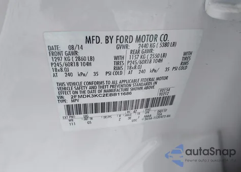 2014 Ford Edge Limited z USA, uszkodzony, nr VIN 2FMDK3KC2EBB11686